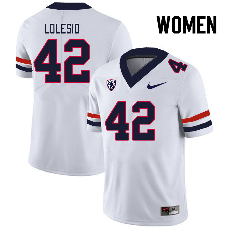 Women #42 Dominic Lolesio Arizona Wildcats College Football Jerseys Stitched Sale-White - Click Image to Close